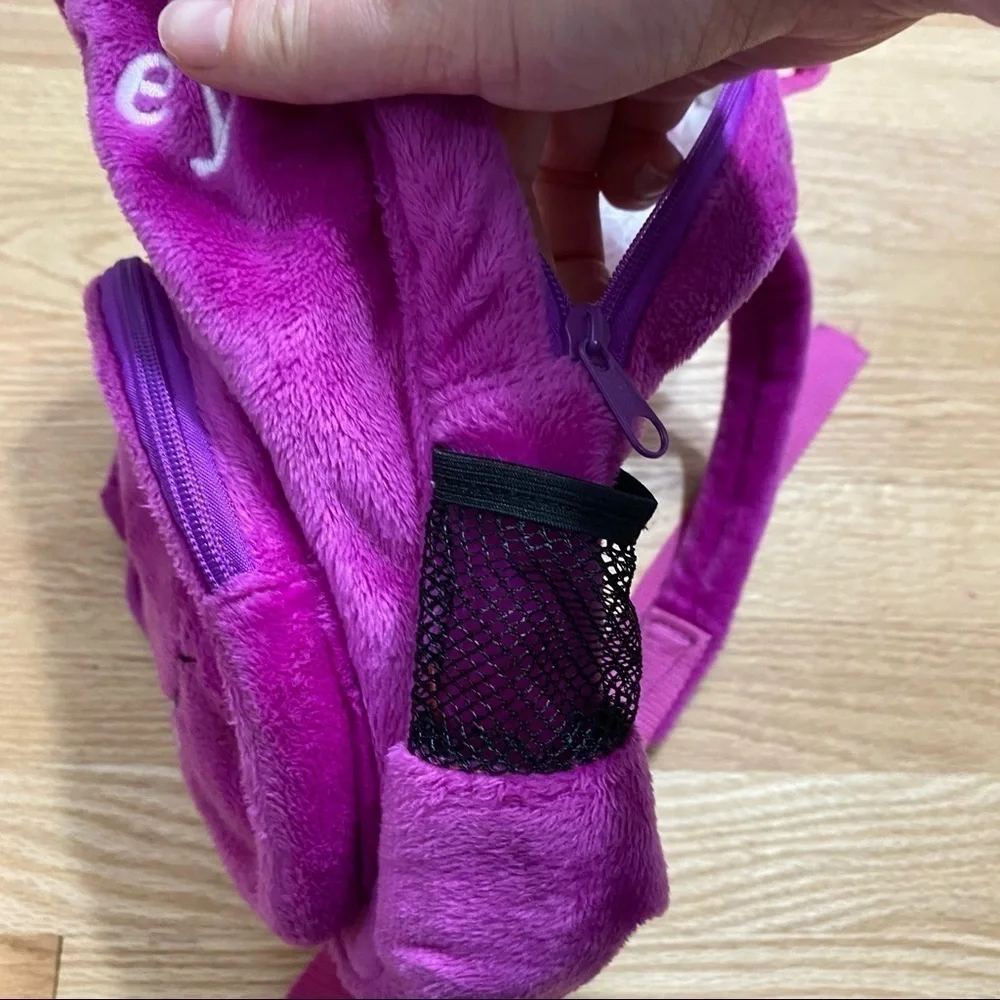 Vintage Barney Mini Backpack Book Bag Purple Dinosaur Zip 90s